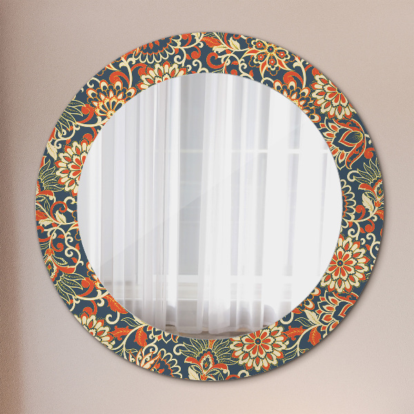 Miroir rond cadre avec impression Illustration de l'année de fleurs