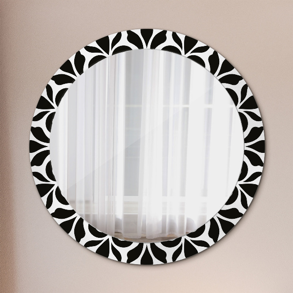 Miroir rond avec décoration Ornement géométrique noir