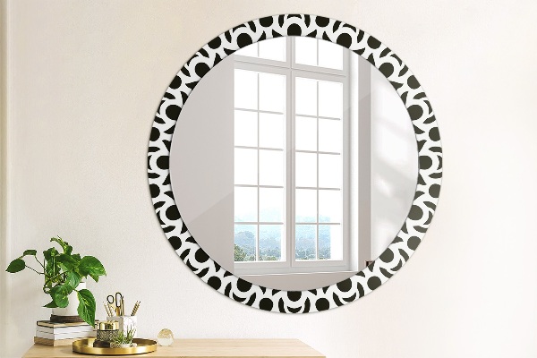 Miroir rond avec décoration Ornement géométrique noir