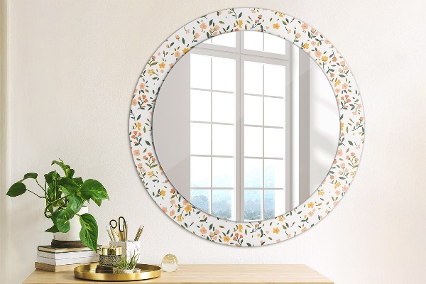 Miroir rond avec décoration Petites fleurs douces