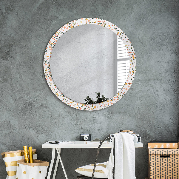 Miroir rond avec décoration Petites fleurs douces