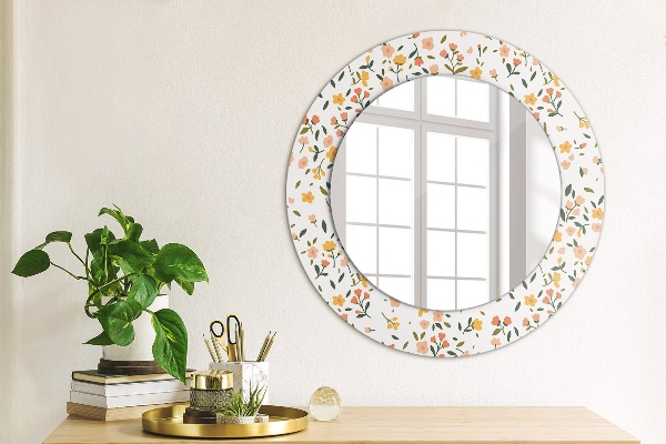 Miroir rond avec décoration Petites fleurs douces