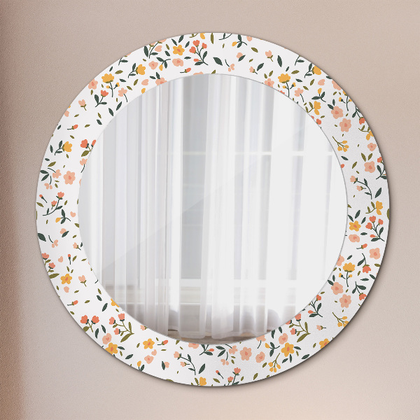 Miroir rond avec décoration Petites fleurs douces
