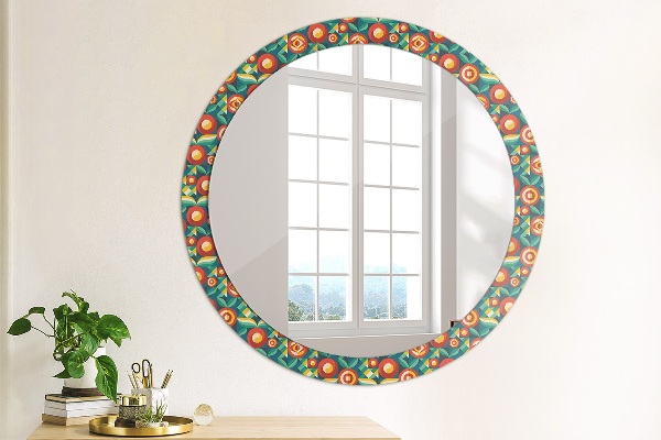 Miroir rond avec décoration Fruits et feuilles géométriques