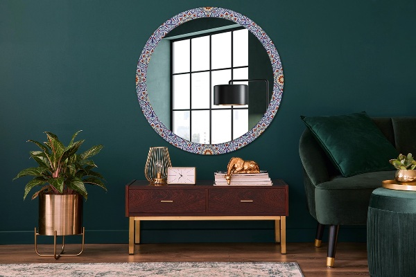 Miroir rond avec décoration Composition colorée orientale