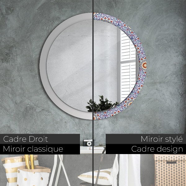 Miroir rond avec décoration Composition colorée orientale