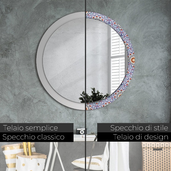 Miroir rond avec décoration Composition colorée orientale
