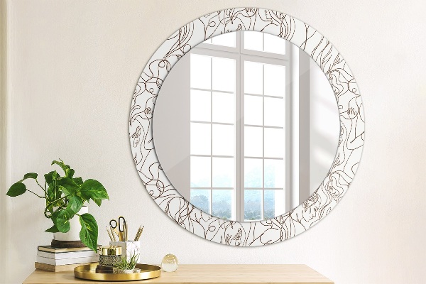 Miroir rond avec décoration Lignes d'art