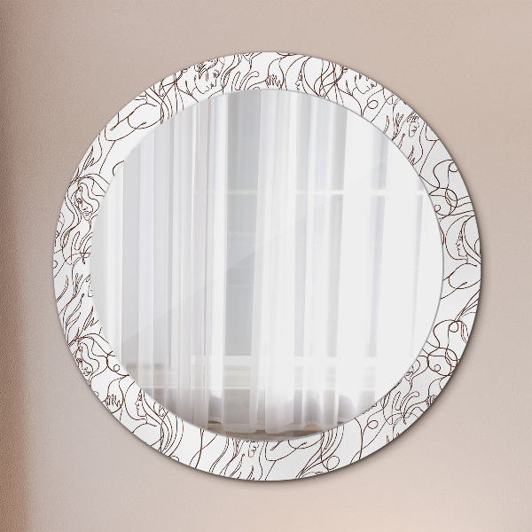 Miroir rond avec décoration Lignes d'art