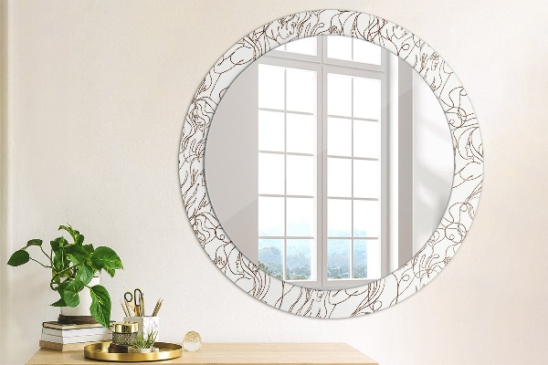 Miroir rond avec décoration Lignes d'art