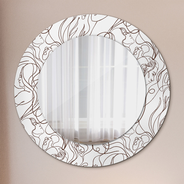 Miroir rond avec décoration Lignes d'art