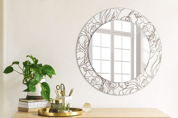 Miroir rond avec décoration Lignes d'art