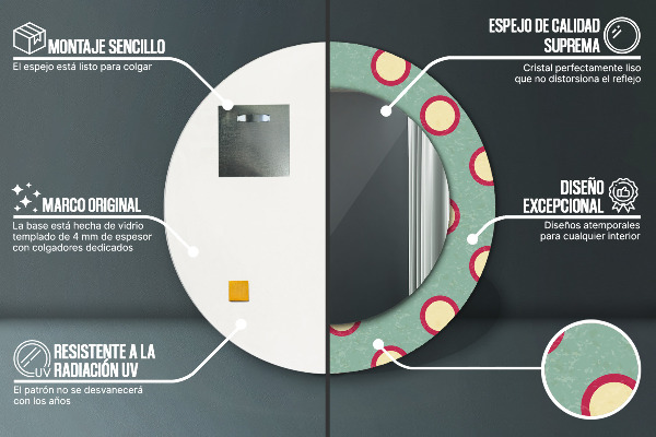 Miroir rond avec décoration Pointes