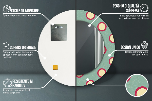 Miroir rond avec décoration Pointes