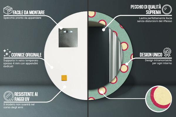 Miroir rond avec décoration Pointes