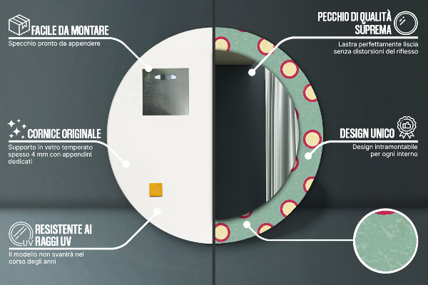 Miroir rond avec décoration Pointes