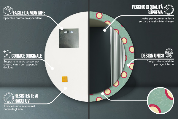Miroir rond avec décoration Pointes