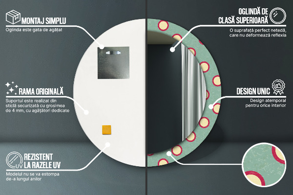 Miroir rond avec décoration Pointes