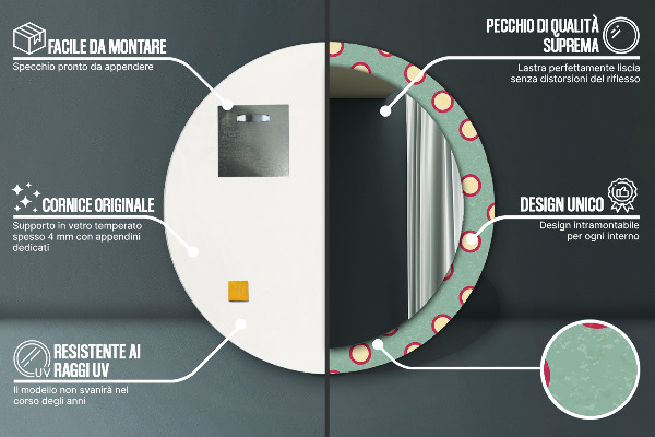 Miroir rond avec décoration Pointes