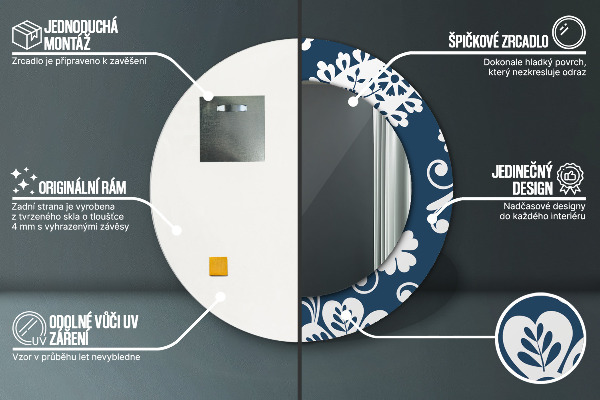 Miroir rond avec décoration Composition de paisley