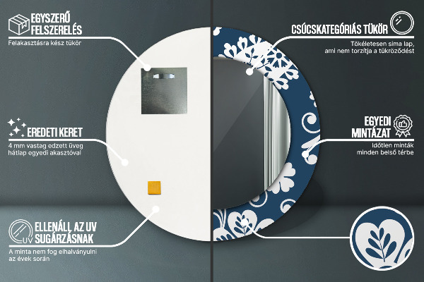 Miroir rond avec décoration Composition de paisley