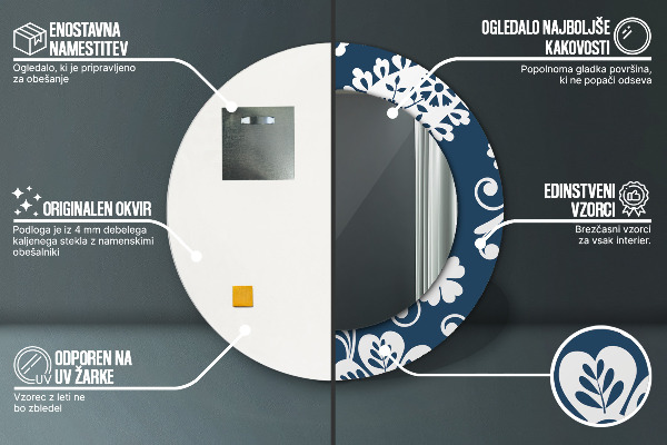 Miroir rond avec décoration Composition de paisley