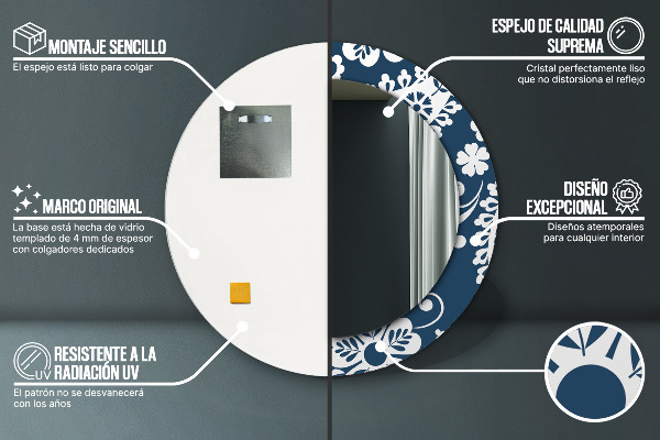 Miroir rond avec décoration Composition de paisley