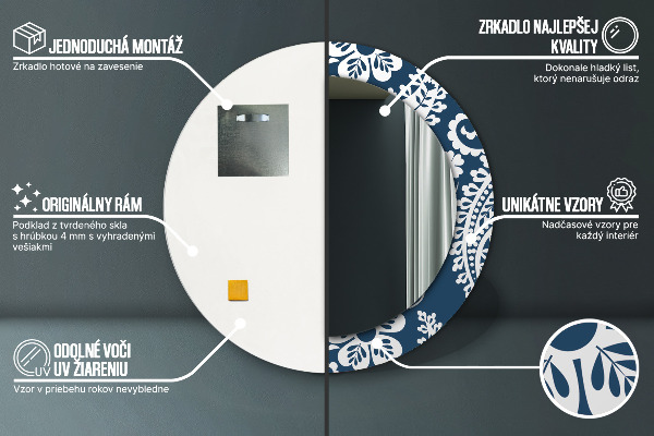 Miroir rond avec décoration Composition de paisley