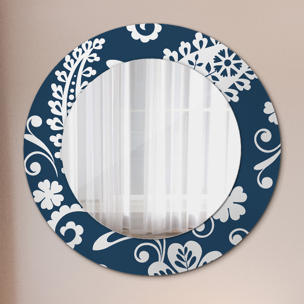 Miroir rond avec décoration Composition de paisley