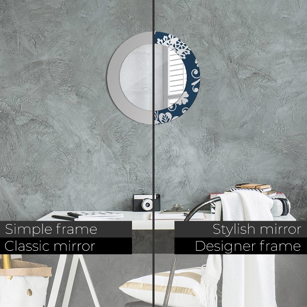 Miroir rond avec décoration Composition de paisley