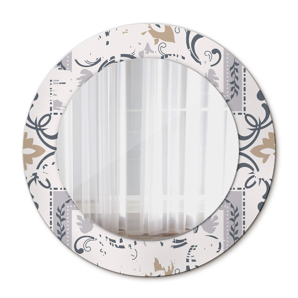 Miroir rond imprimé Carreaux rétro