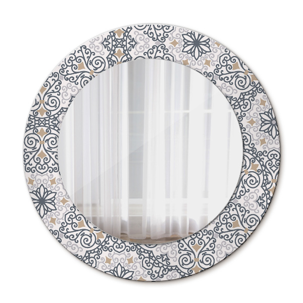 Miroir rond imprimé Ornements géométriques