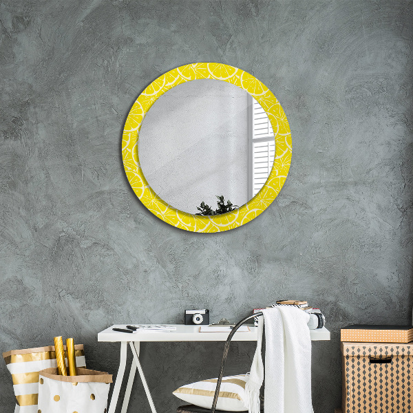 Miroir rond imprimé Motif de citron