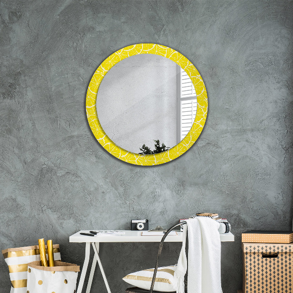 Miroir rond imprimé Motif de citron