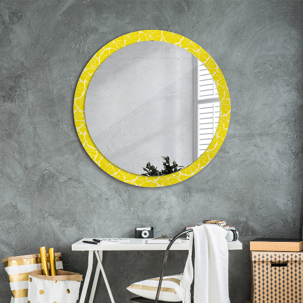 Miroir rond imprimé Motif de citron
