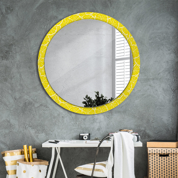 Miroir rond imprimé Motif de citron