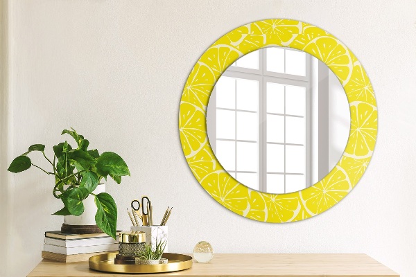 Miroir rond imprimé Motif de citron