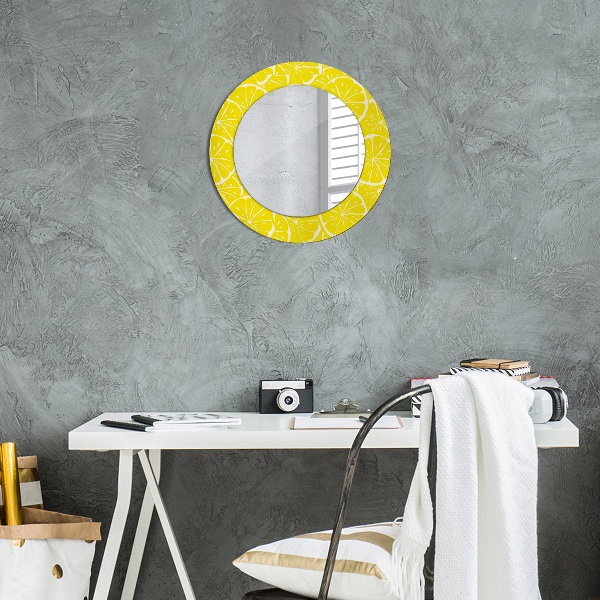 Miroir rond imprimé Motif de citron