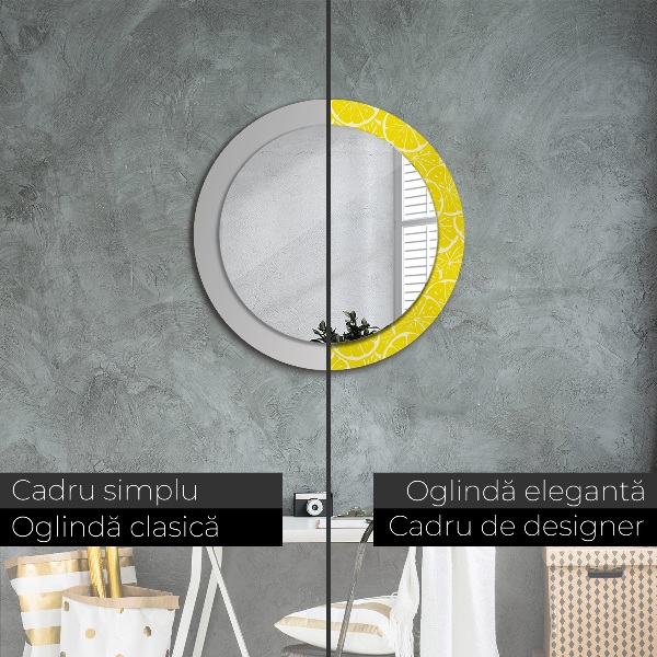 Miroir rond imprimé Motif de citron