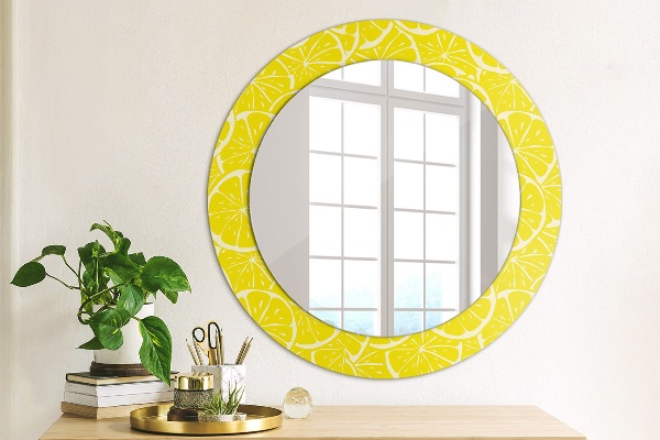 Miroir rond imprimé Motif de citron