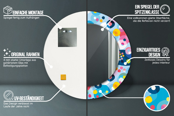 Miroir rond imprimé Épines colorées