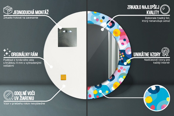 Miroir rond imprimé Épines colorées