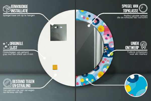 Miroir rond imprimé Épines colorées