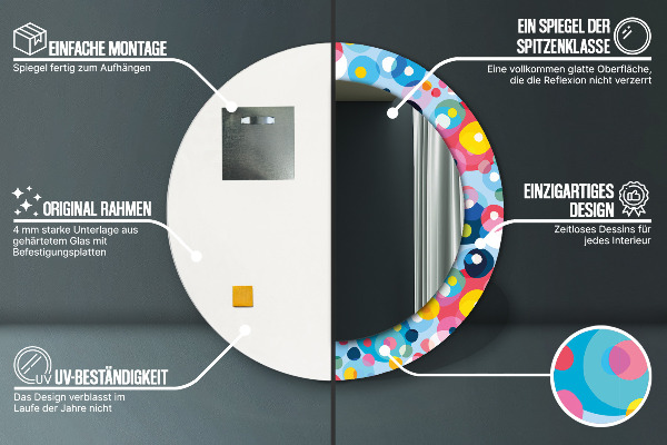Miroir rond imprimé Épines colorées