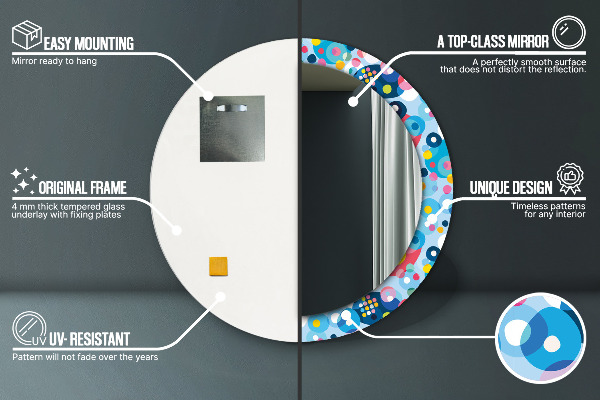 Miroir rond imprimé Épines colorées