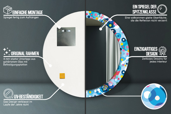 Miroir rond imprimé Épines colorées