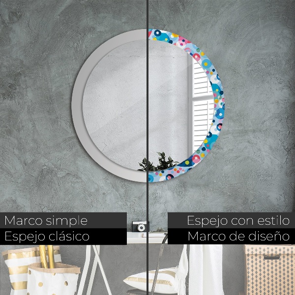 Miroir rond imprimé Épines colorées