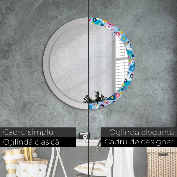 Miroir rond imprimé Épines colorées