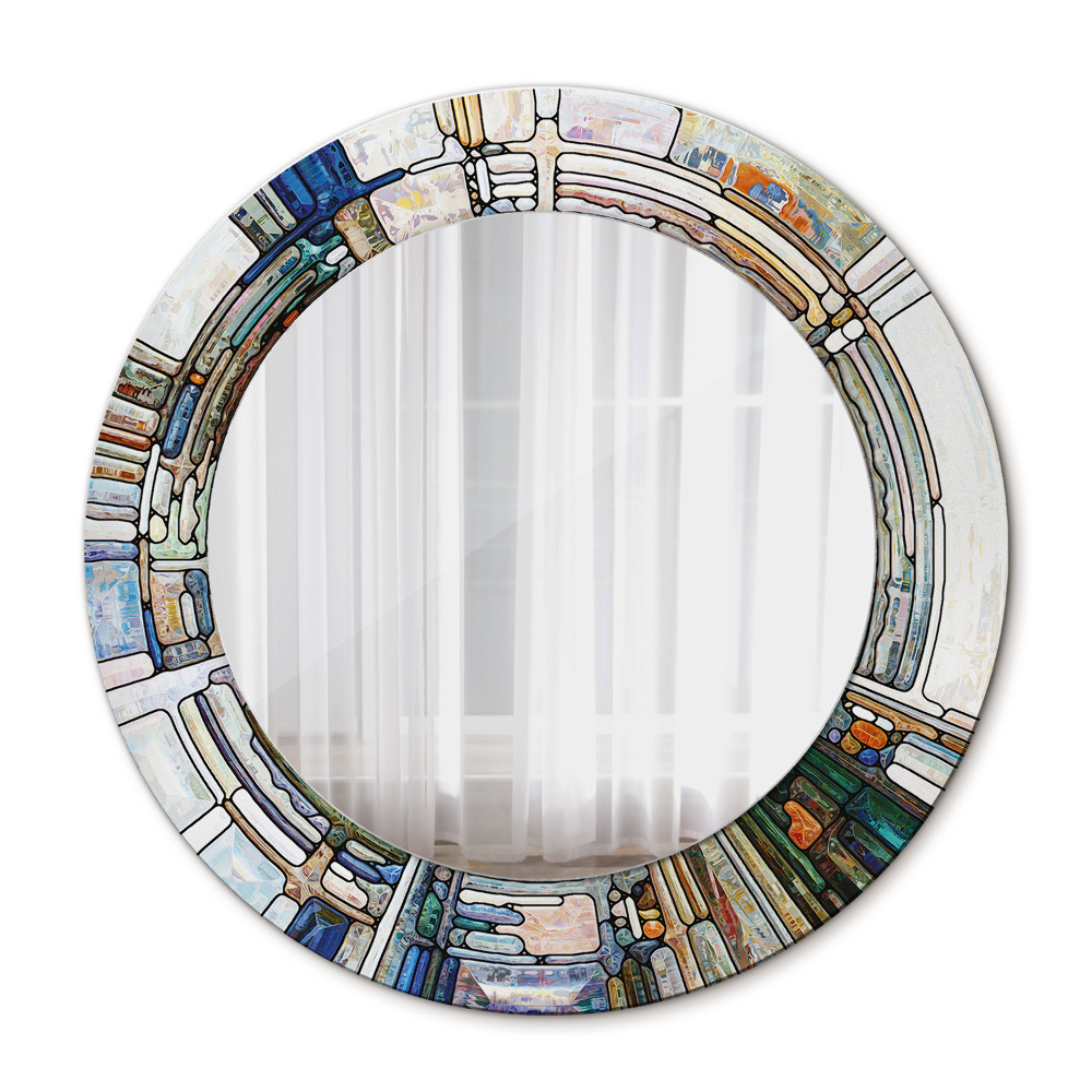 Miroir rond imprimé Vitrail abstrait