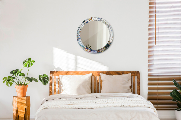 Miroir rond imprimé Vitrail abstrait